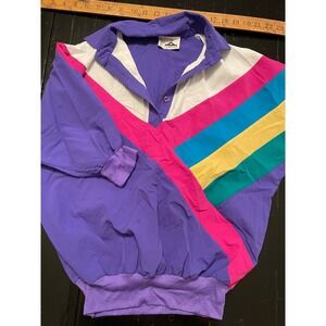 Cortina Colorblock Windbreaker Jacket Womens Size S Purple Pink Yellow Sporty
